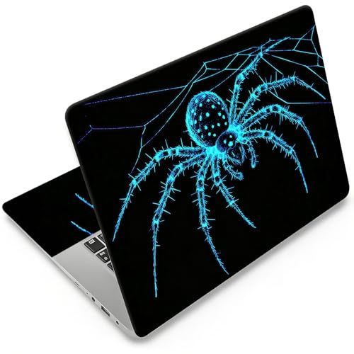 DEGDFSGR 12.1-15.6 Inch Universal Reusable Laptop Skin Sticker Decal, Waterproof Removable Protector for Notebook Cover, Scratch-Resistant Vinyl Cuttable Full Wrap Sticker, Blue Glowing Spider - color: Blue Glowing Spider