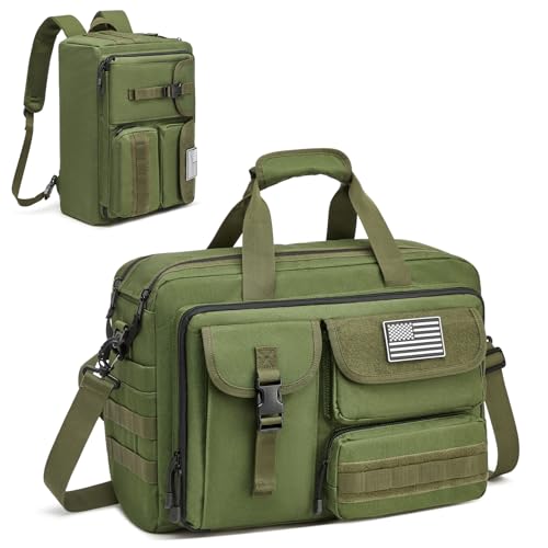 G4Free 17.3 Inch Laptop Messenger Bag for Men, 3-in-1 Backpack for Travel Work Weekender, Large Tactical Shoulder Bag - color: Green
