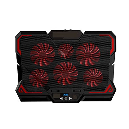 Youngran Gaming Laptop Cooler Six Fan Notebook Cooling Pad Silent LED Touch Version Portable Adjustable Laptop Stand Leisurely (Color : Red Touch Version)