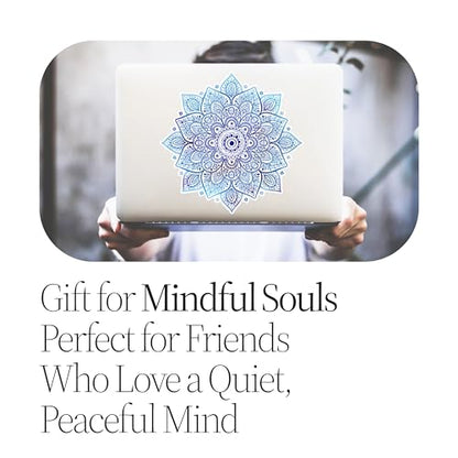 Mandala Laptop Sticker Decal - Removable Waterproof White Vinyl Decals Stickers - Mandalas Blue Sticker Starry Night Partial Skin Compatible with Computer MacBook Air Pro 13 15 inch Mac - color: Sky Blue on White Material (for Darker Laptop)
