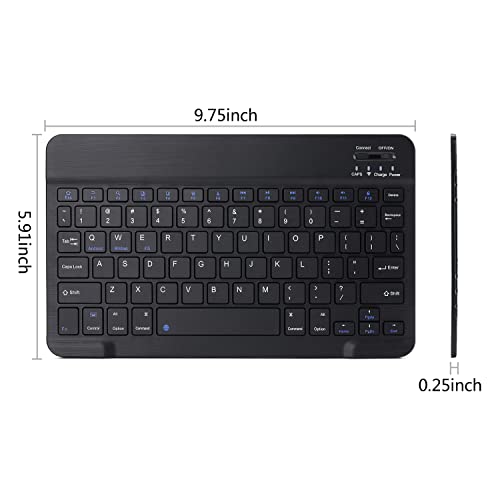 Ultra-Slim Rechargeable Bluetooth Keyboard Portable Wireless Keyboard for iPad A16 11th 10th Generation, iPad Pro iPad Air iPad Mini iPhone, Android Samsung Galaxy Tablet Smartphone Cell Phone (Black) - color: Black