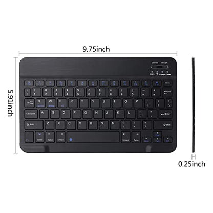 Ultra-Slim Rechargeable Bluetooth Keyboard Portable Wireless Keyboard for iPad A16 11th 10th Generation, iPad Pro iPad Air iPad Mini iPhone, Android Samsung Galaxy Tablet Smartphone Cell Phone (Black) - color: Black