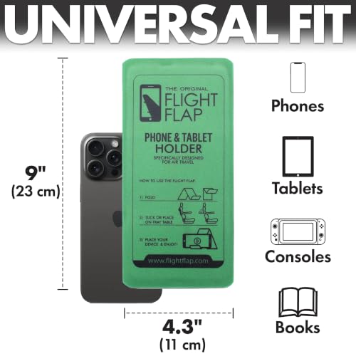 Foldable Airplane Phone Holder, Travel Phone Stand, Green | Use this flexible phone stand on a desk, bed, treadmill, office, kitchen counter, car headrest, or airplane seat back - color: Green, size: Large