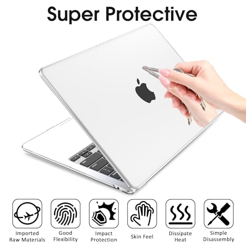 AKIT Scratch Resistant Border Glow Case Compatible with MacBook Air 13 inch 2025 2024 2023 M4 M3 M2 Sturdy Protective Laptop Hard Shell Model A3240 A3113 A2681 with Keyboard & Screen Cover, Clear - color: Crystal Clear