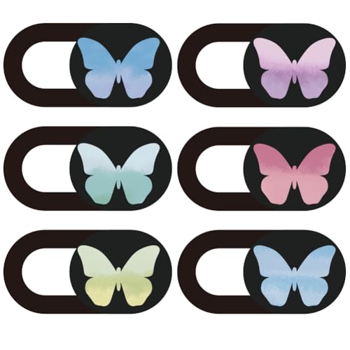 6Pcs 6 Styles Laptop Camera Cover Butterfly 0.04 Inch Ultra Thin Webcam Cover Slide for Mini PC Phone Laptop Desktop Tablet Butterfly Plastic Durable Privacy Protectors for Home Work Use - color: Butterfly-1