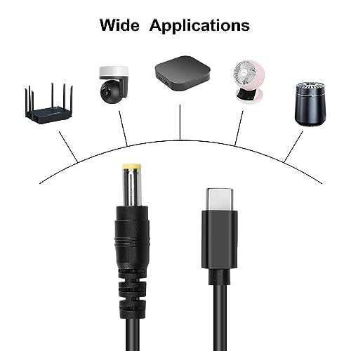 GINTOOYUN USB Type-C to DC 20V Power Charge Cable，USB-C Male Input to DC5.5x2.5mm Male Power Plug Charge Cable, for Router, CCTV,etc(4.9FT) - style: 65W 20V