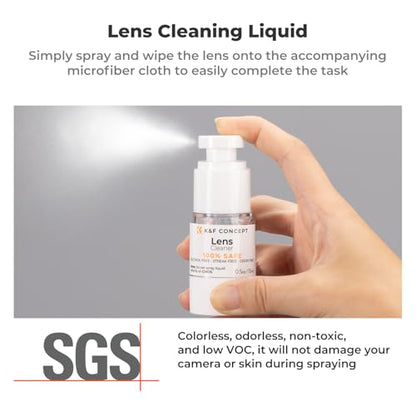 K&F CONCEPT 15-in-1 Camera Lens Cleaning Kit with Camera Blower, Glasses Wipes*10, Cleaning Liquid, Microfiber Cleaning Cloth*2, Lens Cleaning Pen for DSLR Camera Lens Filter Cell Phones