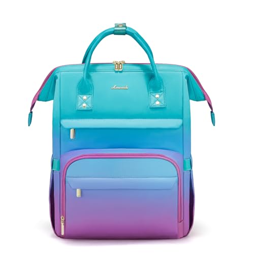LOVEVOOK Gradient Laptop Backpack for Women,Work Computer College Bag | 15.6 Inch Teacher Backpack Purse with Anti-Theft Pocket,Carry on Waterproof Backpack Laptop Bag for Travel,Business - color: Blue&red Gradient, size: 15.6 Inch