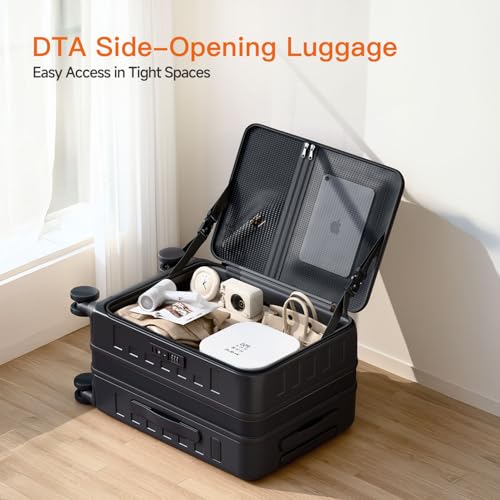 Expandable Lightweight PC Hard Shell Suitcase, 24-inch Luggage with TSA Lock, Top Opening & Cup Holder - Ideal for Business Travel Suitcase (Black, Checked-Medium 24-Inch) - color: Black, size: Checked-Medium 24-Inch