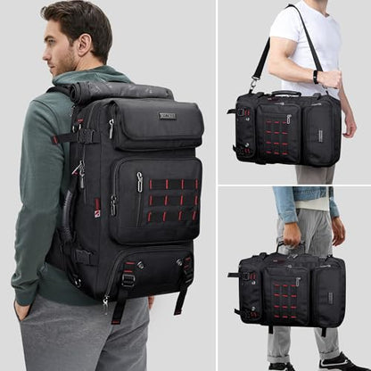 WITZMAN Carry on Travel Backpack for Men Airline Approved Fits 16" Laptop | Nylon 3 in 1 Luggage Duffle Bag with USB Charging Port, Shoe Compartment, For Weekend Getaway, Overnight Trip, B682 Black) - color: 01.black