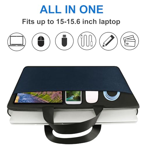 Laptop Sleeve, Travel 15.6 inch Laptop Case Handbag Shockproof Protective Computer Cover Carrying Bag Briefcase for 15" 15.6" HP Asus Acer Dell Lenovo Laptop Notebook Ultrabook, (Black/Deepblue) - color: Black/Deepblue, size: 15.6 inch