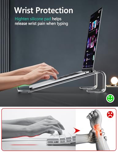 JCZT Clear Acrylic Laptop Stand for Desk, with Wrist Rest, Ergonomic Detachable Mount Compatible with 10-17'' All Laptops Such as MacBook Air Pro/HP/Dell/Lenovo - color: Acrylic Clear