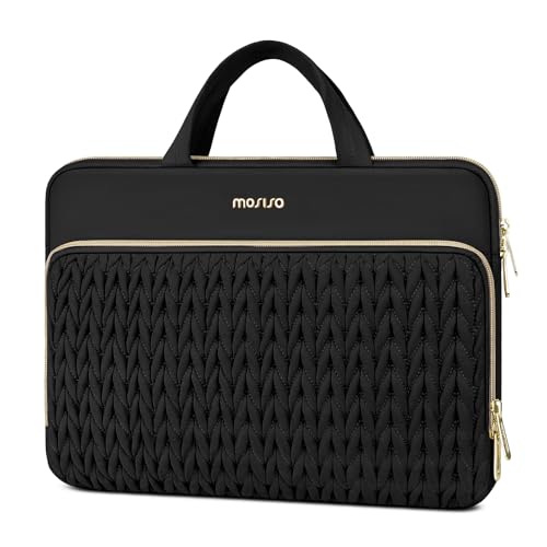 MOSISO Laptop Case 13.3 inch, 13-13.3 inch Laptop Sleeve Compatible with MacBook Neo/Air 13.6 M5 M4 M3 M2 M1/Pro 13/14, HP Dell Lenovo ASUS, Wheat Ear Quilted Carrying Bag with Handle&Pocket, Black - color: Black, size: 13.3 inch