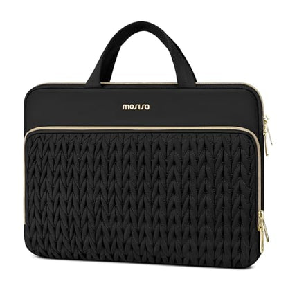MOSISO Laptop Case 16 inch, 15-15.6 inch Laptop Sleeve, Black | Compatible with MacBook Pro 16 M5 M4 M3 M2 M1, HP Dell Acer Lenovo ASUS Notebook, Wheat Ear Quilted Bag with Handle&Pocket - color: Black, size: 16 inch
