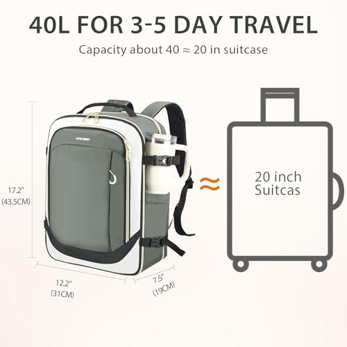 KROSER Laptop Backpack Computer Backpack 17 Inch Men-Beige/Army Green/Black | 40L Large Laptop Water-Repellent Travel Backpack Casual Daypack for Business/College/Women - color: Beige/Army Green/Black