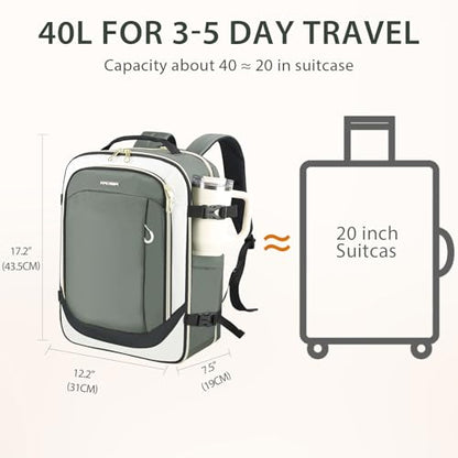 KROSER Laptop Backpack Computer Backpack 17 Inch Men-Beige/Army Green/Black | 40L Large Laptop Water-Repellent Travel Backpack Casual Daypack for Business/College/Women - color: Beige/Army Green/Black
