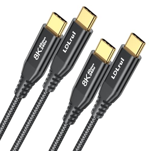 2 Pack USB 4 Cable 3FT for Thunderbolt 4, 40Gbps Braided USB-C Data Transfer Cord, 8K/4K USB C Monitor Cable, 240W PD Fast Charging for Samsung, MacBook Pro, SanDisk, Lenovo, HP, iPhone 15, Dell - size: 3FT+3FT