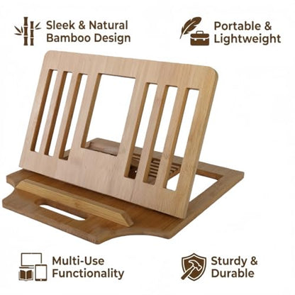 Bamboo Foldable Laptop Stand Holder, 6-Level Adjustable Ergonomic Notebook Riser with Heat Dissipation for 10-17 Inch Laptops, MacBook, Tablet (Natural Bamboo) - color: Natural Bamboo