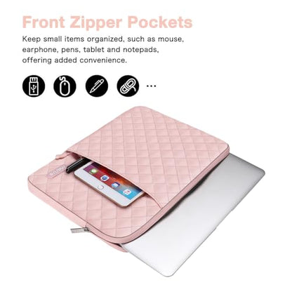 MOSISO Laptop Case 14 inch, 14 inch Laptop Sleeve, Chalk Pink | Compatible with HP Lenovo Dell ASUS,HP Stream,Dell Latitude,Lenovo IdeaPad,Square Quilted Vertical Bag with Pocket&Small Case - color: Chalk Pink, size: 14 inch