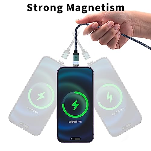100W 2 in 1 Magnetic USB C Charging Cable [2-Pack, 4/6.6FT] 480Mbps Data Transfer, 5A C to C Cable Fast Charging for iPhone 16/15/14/13 Pro Max, MacBook Pro,iPad,Galaxy S22,Pixel - color: Green