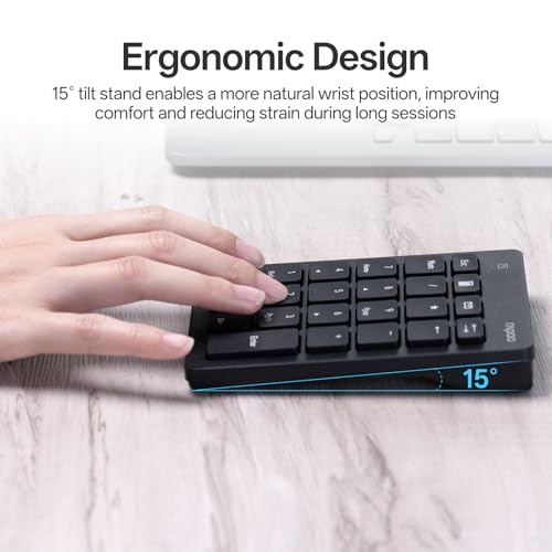 Rapoo K50 Wireless Number Pad, 2.4G Numeric Keypad for Laptop, Speed Data Entry, 22-Key Numpad with Calculator, Email and Function Keys for Windows PC/Laptop/Desktop/Notebook, USB-A, Battery Powered