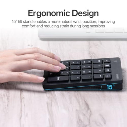 Rapoo K50 Wireless Number Pad, 2.4G Numeric Keypad for Laptop, Speed Data Entry, 22-Key Numpad with Calculator, Email and Function Keys for Windows PC/Laptop/Desktop/Notebook, USB-A, Battery Powered