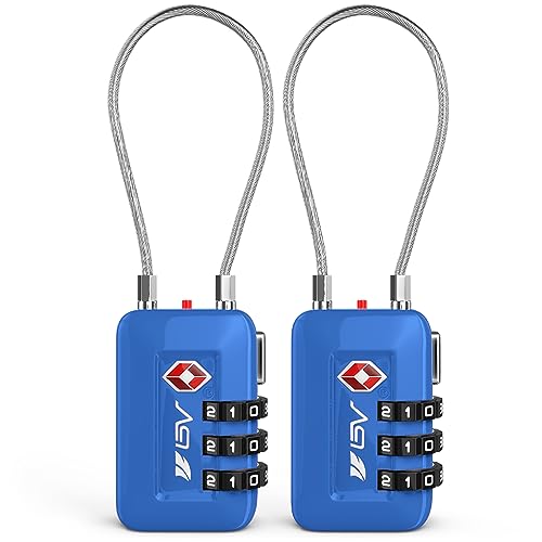 TSA Accepted Luggage Travel Lock, Set-Your-Own Combination Lock for School Gym Locker, Luggage Suitcase Baggage Locks, Filing Cabinets, Toolbox, Case (Blue, 2 Pack) - color: Blue 2-Pack