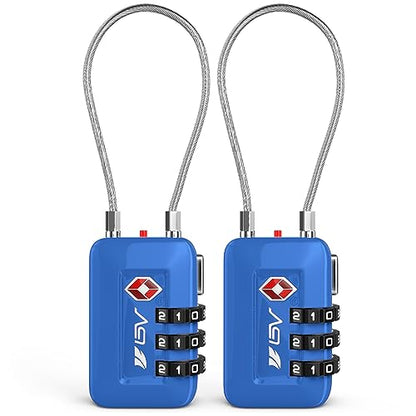 TSA Accepted Luggage Travel Lock, Set-Your-Own Combination Lock for School Gym Locker, Luggage Suitcase Baggage Locks, Filing Cabinets, Toolbox, Case (Blue, 2 Pack) - color: Blue 2-Pack