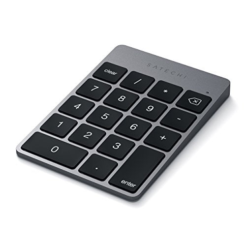 Satechi Slim Aluminum Bluetooth Keypad, Wireless Number Pad with 18 Keys, Micro USB Rechargeable Numpad, External Number Pad for MacBook Air/Pro/Neo, iPad Air/Pro, iMac, PC - Space Gray - color: Space Gray, size: Micro USB