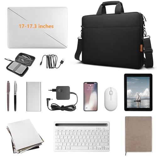 ZYB Waterproof Laptop Case 17-17.3 Inch Briefcase,Laptop Bag 17 17.3 Inch Sleeve Messenger with Shoulder Strap for 17 Inch Notebook Lenovo Dell HP ASUS Acer etc 17" Laptop Carrying Case Men-Black - size: 17-17.3 Inch