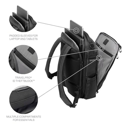 Travelpro Altitude Slim Expandable Travel Laptop Backpack 20-24L, 16 Inch - color: Jet Black