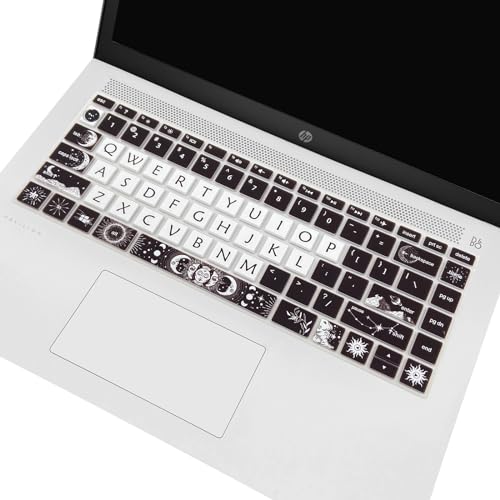 Cute Silicone Keyboard Cover for HP Pavilion x360 14 14-BA/BF/BW/CD/CF/DQ/DK/DH/DS/DF/FQ Series, 14-dk1013dx/dk1003dx/dk0002dx 14-dq1043cl 14-fq0013dx, Sun and Moon - color: Sun and Moon