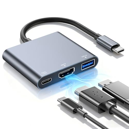 USB C to HDMI Multiport Adapter,4k USB C to HDMI,Hdmi Splitter to Usbc Multiport Digital AV Converter,With100w Pd,3.0 Port,for MacBook Pro/Air, Ipad, Monitor and Usbc Devices-Space Grey