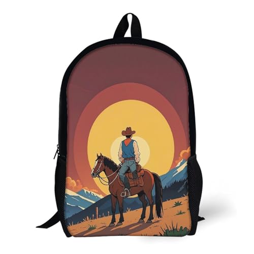 West Cowboy Business Laptop Backpack for Women Men 17 Inch Carry on Backpack Waterproof Black Bookbag Fashion Lightweight Backpacks for Travel Hiking Camping Casual Daypack Backpacks