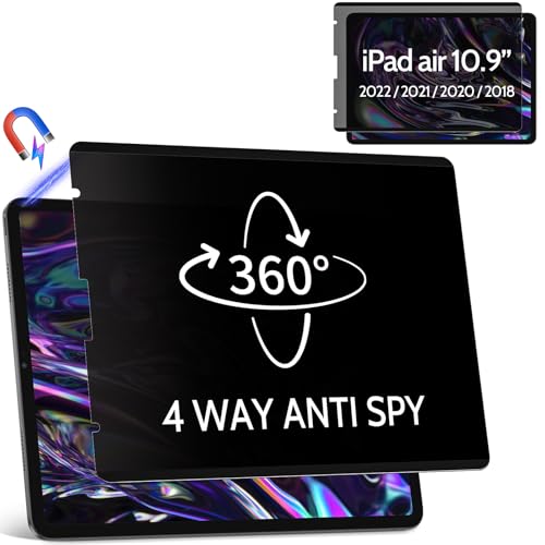 360° Magnetic Privacy Screen for iPad Air 5th 4th Generation 10.9 inch & iPad Pro 11"(2018-2022), 4 Way Privacy Removable Anti Glare Blue Light Filter Shield Film Anti Spy Protector - size: 11 inch ipad 360