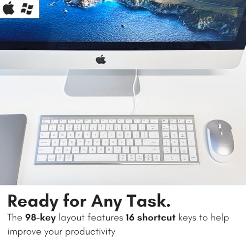 Macally Wired Keyboard for Mac, Compatible Apple Keyboard with Numeric Keypad - Slim, Space-Saving Design for MacBook Pro/Air Laptop, Mac mini, iMac Replacement