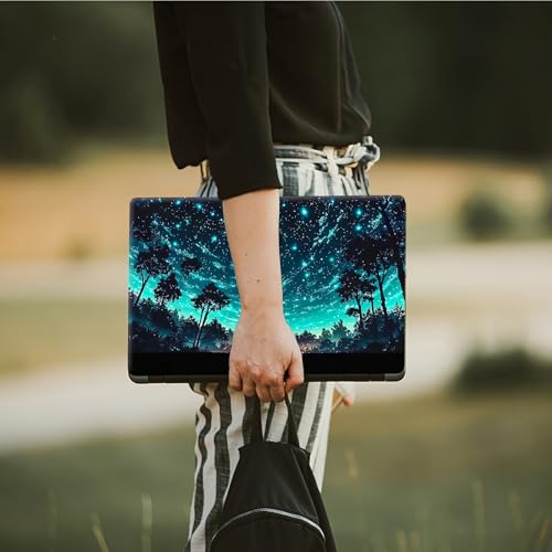 Laptop Skin Sticker Decal, Universal Protective Cover Fit 12 13 14 15.6 Inch Notebook, Reusable Water-Resistant Vinyl Decal w/ 2 Wrist Pads for Business Travel Office, Deep Blue Forest - color: Deep Blue Forest