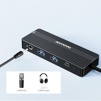 USB C Docking Station Dual HDMI Monitor Adapter 8-in-1 USB C HUB 3 Monitors Adapter with 4K HDMI +VGA +PD100W+Audio Laptop Docking Station for Dell/Lenovo/HP/Samsung/ASUS (Black) - color: Black