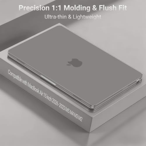 MOSISO Compatible with MacBook Air 15 inch Case M5 2026 M4 M3 M2 2025-2023 | A3448 A3241 A3114 A2941, Scratch-Resistant Protective Hard Shell Case&Keyboard Cover&ScreenFilm&Pouch, Gray - color: Gray