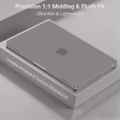 MOSISO Compatible with MacBook Air 15 inch Case M5 2026 M4 M3 M2 2025-2023 | A3448 A3241 A3114 A2941, Scratch-Resistant Protective Hard Shell Case&Keyboard Cover&ScreenFilm&Pouch, Gray - color: Gray