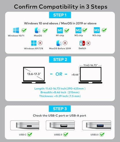 YUTOO 4 Screen Laptop Monitor Extender | One USB-C Cable for M1 M2 M3 | 14" 1080P FHD IPS 4 Screen Monitor for Laptops 13.6~17.3 inch | Quad Screen Extender Display for MacBook/Windows/Switch/PS5