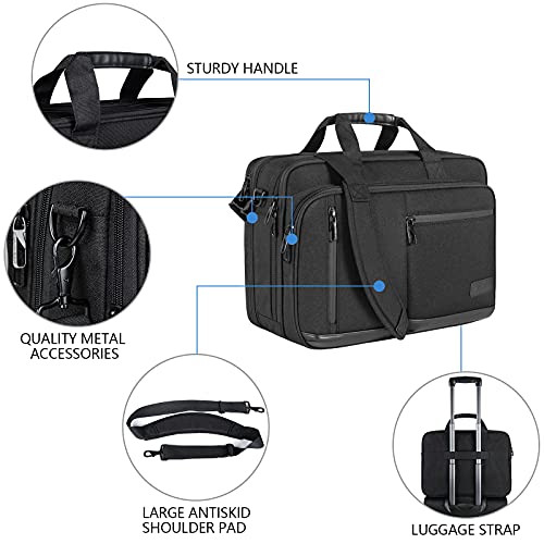 VANKEAN Expandable Waterproof Laptop Briefcase Fits Up to 17.3" for Travel