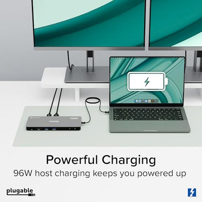 Plugable Thunderbolt 4 Dock for Quad Monitors 100W, Thunderbolt Docking Station Connects up to Four 4K Monitors for Windows and Mac Laptops, 2x HDMI, 4x Thunderbolt 4/USB C, Driver Required TBT-6950PD