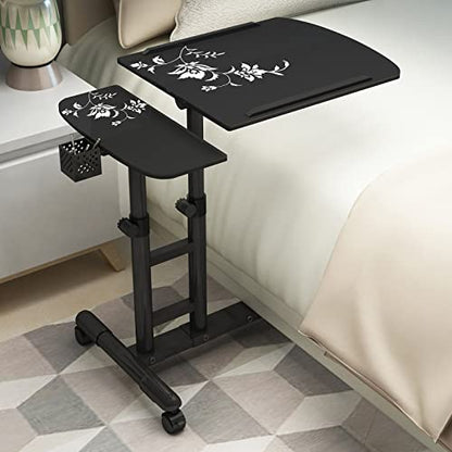 GaRcan Overbed Table Wheels Portable Overbed Table, Height Adjustable, Home Tilting Overbed Table, for Work Bed Sofa Reading Eating (Black) - color: Black