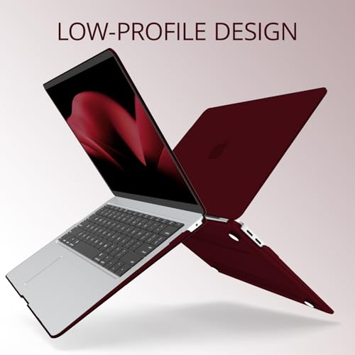 Anban Compatible with MacBook Air 13 inch Case M1 2021 2020 2019 2018 A2337 A2179 A1932 Touch ID, Matte Plastic Hard Shell+2 Keyboard Cover+Screen Protector for MacBook Air 13.3 inch Case, Marsala Red - color: Marsala Red