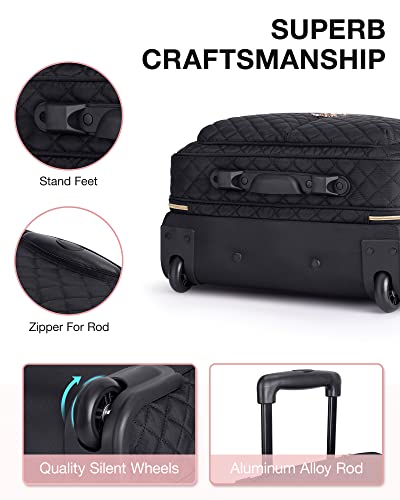 BAGSMART Rolling Laptop Bag Women, 17.3-Inch Quilted Briefcase on Wheels, Computer Case for Business Travel Work - color: Black