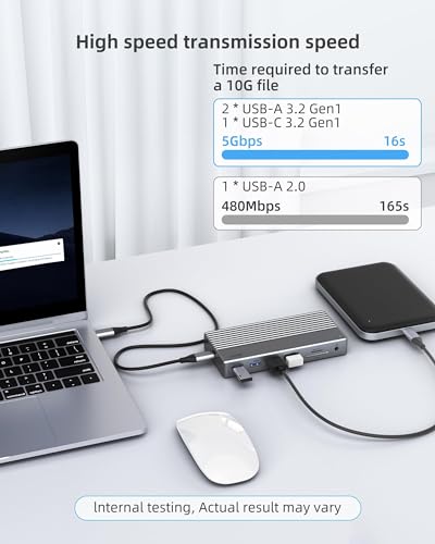 Laptop USB c Docking Station 4 Monitors,lsikmc 13-in-1 usbc Hub with Dual HDMI 4k,DP 4k, VGA, 100W PD, Gigabit Ethernet,3*USB 3.0/USB-c,SD/TF Card Reader,3.5Audio, Computer Dock for Dell/HP/Lenovo - style: 13 Ports 2 HDMI + 1 DisplayPort + 1 VGA