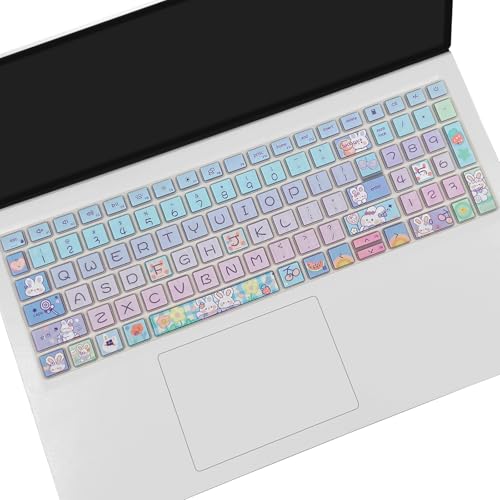 Keyboard Cover for Dell Inspiron 15 3000 5000 7000 3510 3511 3515 3525 3530 3535 5510 5515 5518 7510 15.6", Inspiron 16 7610, Vostro 15 3510 5510 5515, Latitude 3520, Cute Bunny - color: Cute Bunny