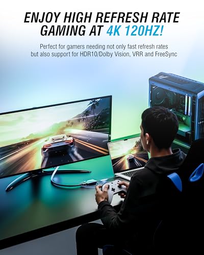 SABRENT 8K USB Type-C to HDMI Adapter - 8K@30Hz & 4K@120Hz, HDR10/Dolby Vision, VRR & FreeSync, Compatible with Laptops, Tablets, Smartphones, Portable Gaming Systems, Aluminum Design (DA-CH8K) - style: 8K HDMI Adapter