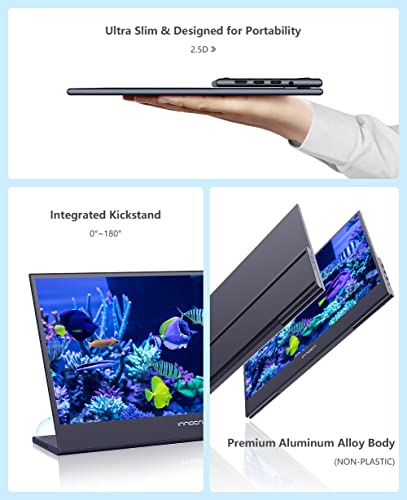 INNOCN 15.6" 4K Portable Monitor Touchscreen 3840 x 2160 USB C HDMI External Gaming Monitor Second Computer Screen Travel Portable Monitor for Laptop w/Kickstand - style: Touch/4K with Foldable Stand
